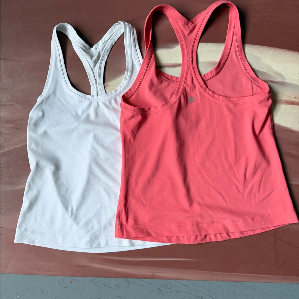 lululemon Cool Racerback Short Tanks *Nulu - Raspberry Cream and White size 6